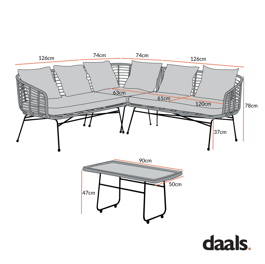 St Loy Natural Rattan Corner Sofa Set with Table