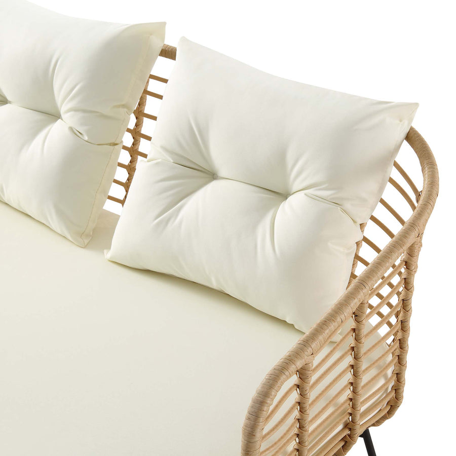 St Loy Natural Rattan Corner Sofa Set with Table
