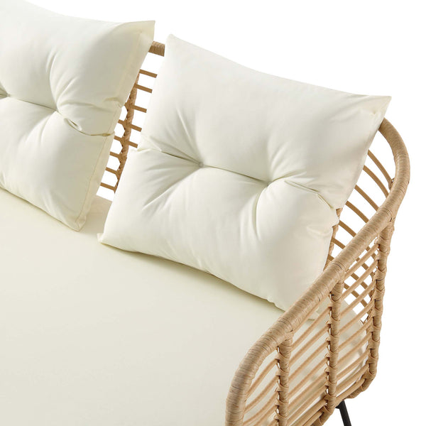 St Loy Natural Rattan Corner Sofa Set with Table