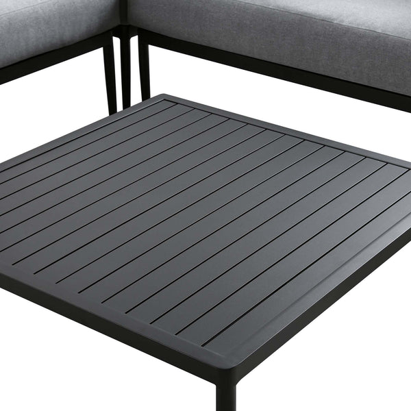 Calabasas Large Outdoor Fabric Aluminium Frame Corner Sofa Set with Coffee Table, Dark Grey