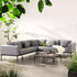 Calabasas Large Outdoor Fabric Aluminium Frame Corner Sofa Set with Coffee Table, Dark Grey - daals