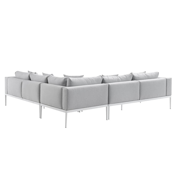 Calabasas Large Outdoor Fabric Aluminium Frame Corner Sofa Set with Coffee Table, Light Grey
