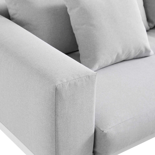 Calabasas Large Outdoor Fabric Aluminium Frame Corner Sofa Set with Coffee Table, Light Grey