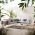 Calabasas Large Outdoor Fabric Aluminium Frame Corner Sofa Set with Coffee Table, Light Grey - daals