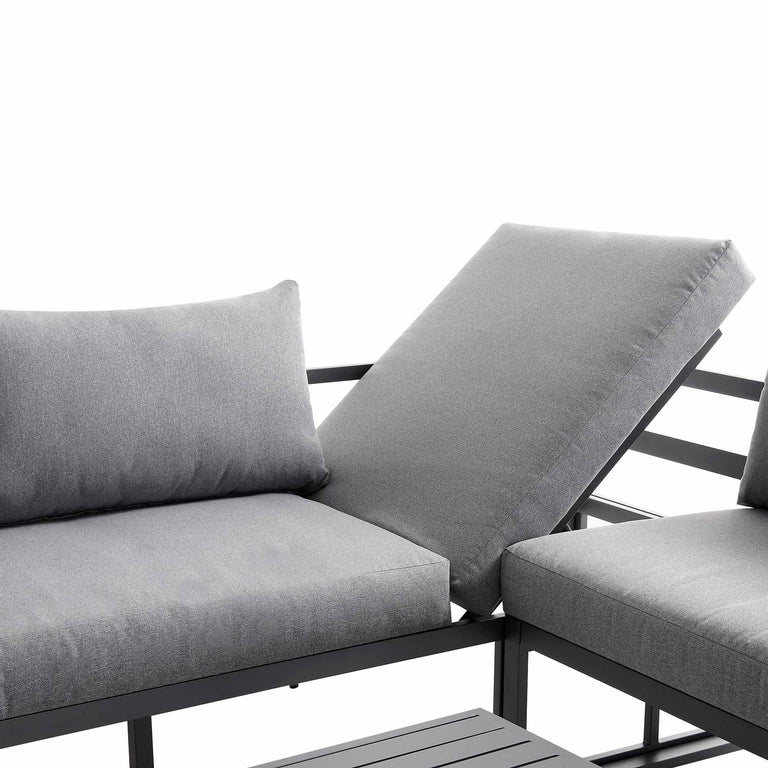 Albany Aluminium Corner Sofa Set with Reclining Back and Coffee Table, daals