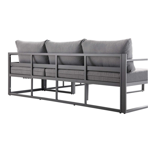 Albany Aluminium Corner Sofa Set with Reclining Back and Coffee Table, Grey