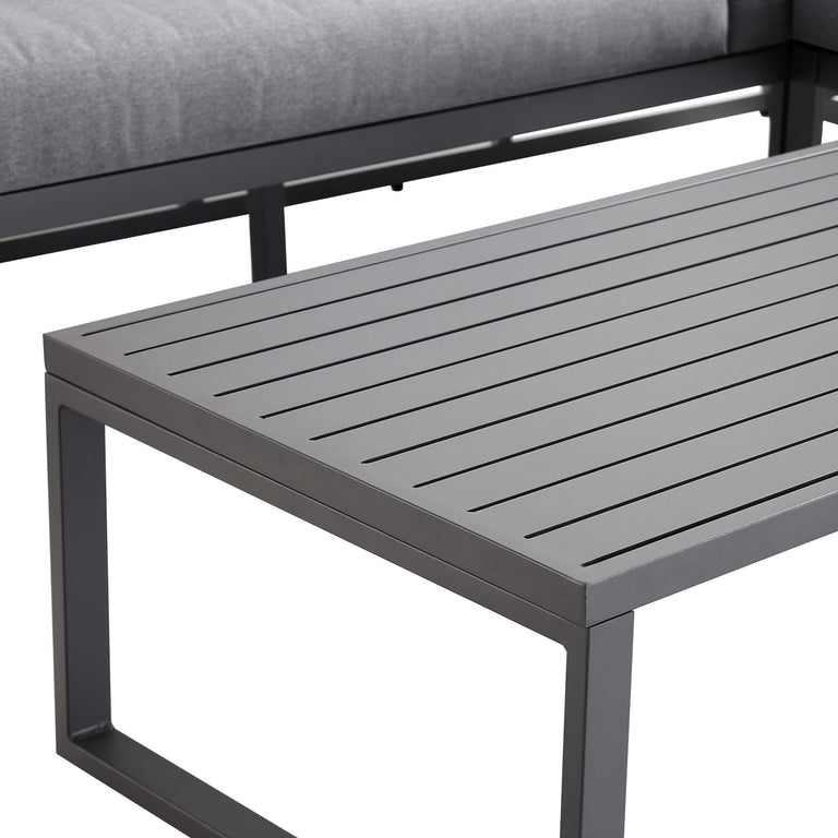 Albany Aluminium Corner Sofa Set with Reclining Back and Coffee Table, daals