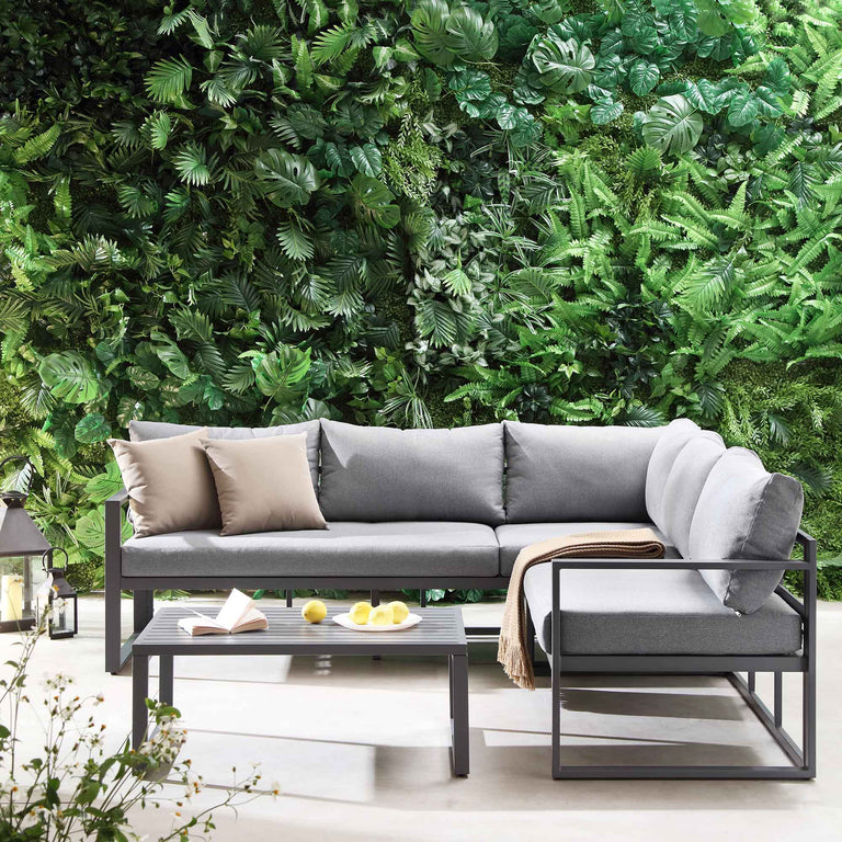 Albany Aluminium Corner Sofa Set with Reclining Back and Coffee Table, daals