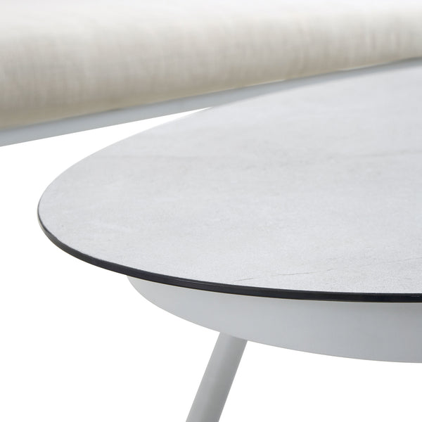 Montebello 4-Seater Outdoor Taupe Rope and Aluminium Sofa Set with White Ceramic Coffee Table