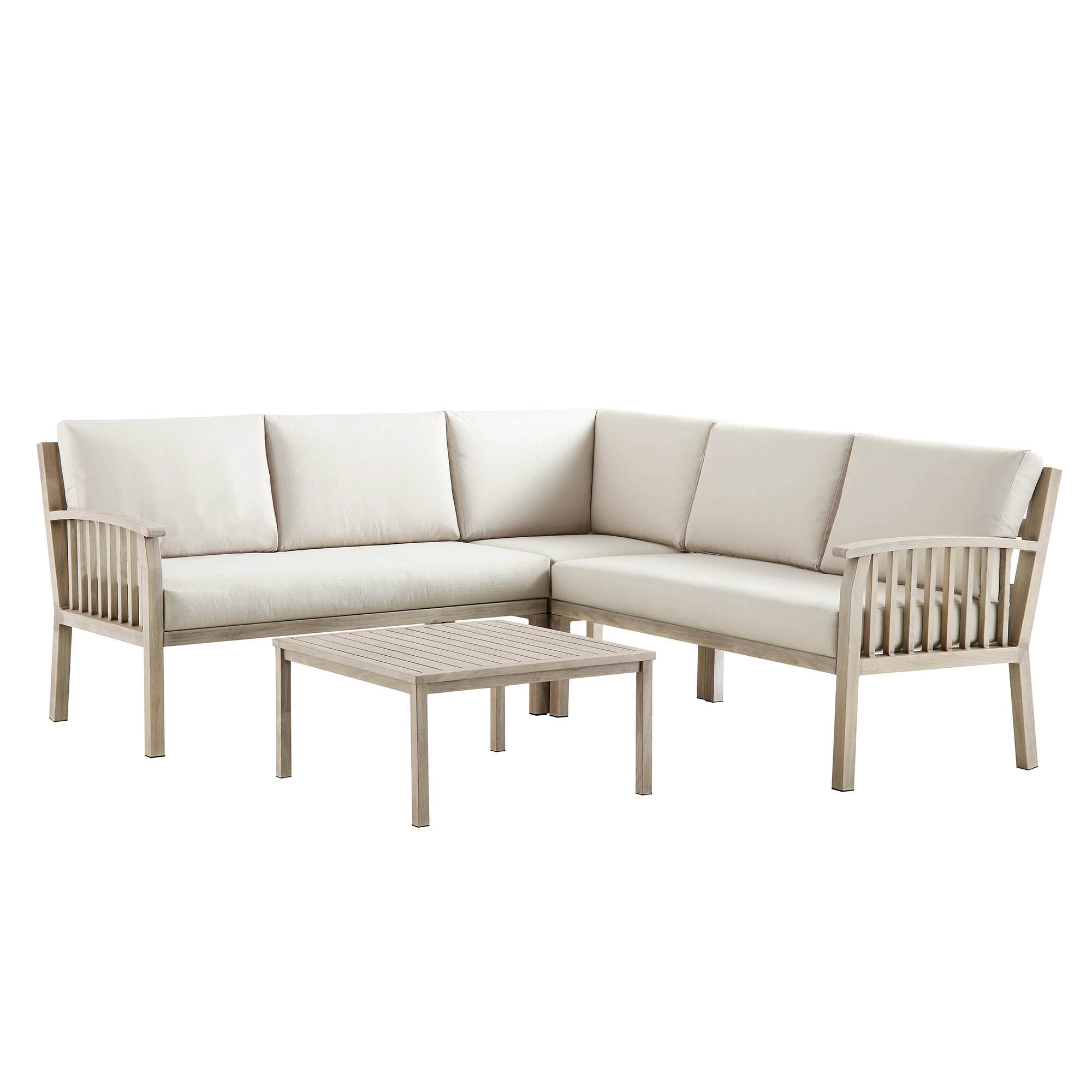 Earlswood Aluminium Washed Wood Effect Corner Sofa Set with Coffee Table