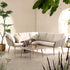 Cliveden Outdoor Aluminium Washed Wood Effect and Round Wicker Rattan Corner Sofa Set - daals