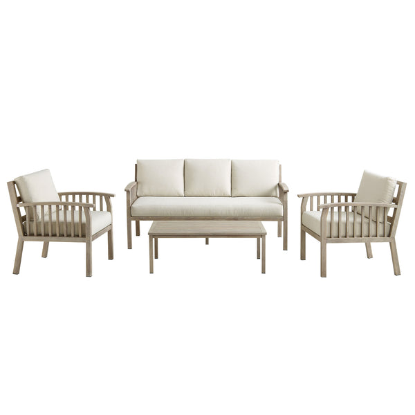 Earlswood Aluminium Washed Wood Effect Sofa Set with Coffee Table