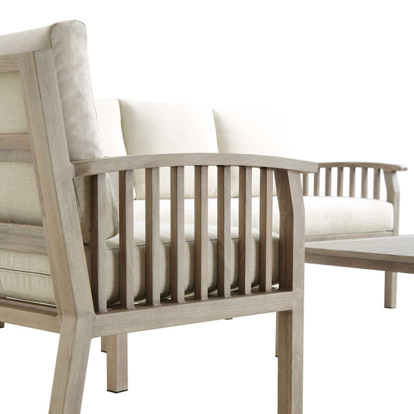 Earlswood Aluminium Washed Wood Effect Sofa Set with Coffee Table