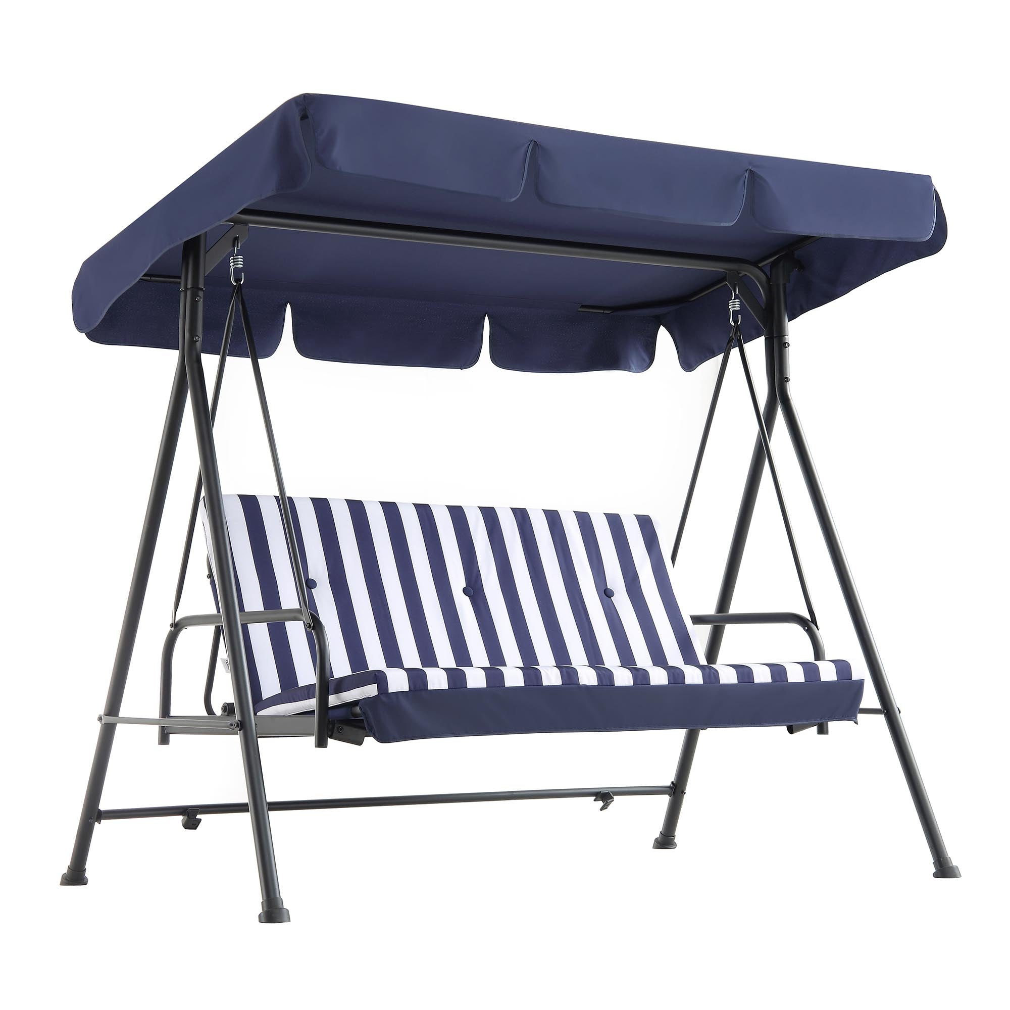 Champneys Outdoor Reclining Swing with Canopy, Blue Striped | daals
