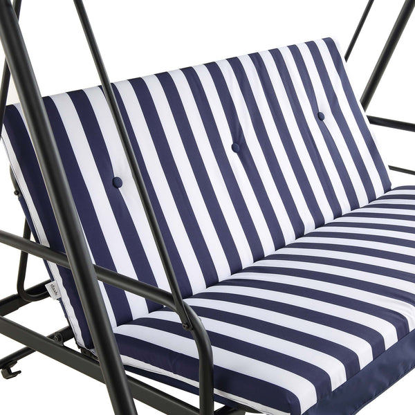 Champneys Outdoor Reclining Swing with Canopy, Blue Striped
