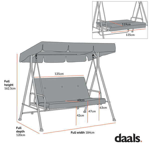 Champneys Outdoor Reclining Swing with Canopy, Blue Striped