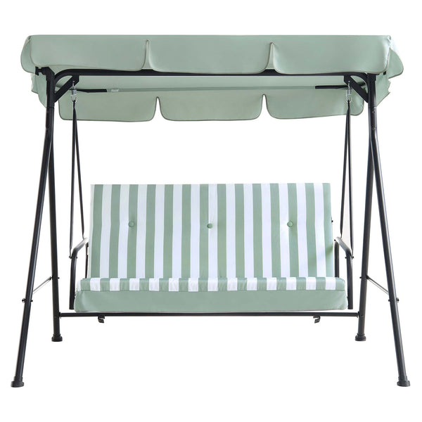 Champneys Outdoor Reclining Swing with Canopy, Sage Green Striped