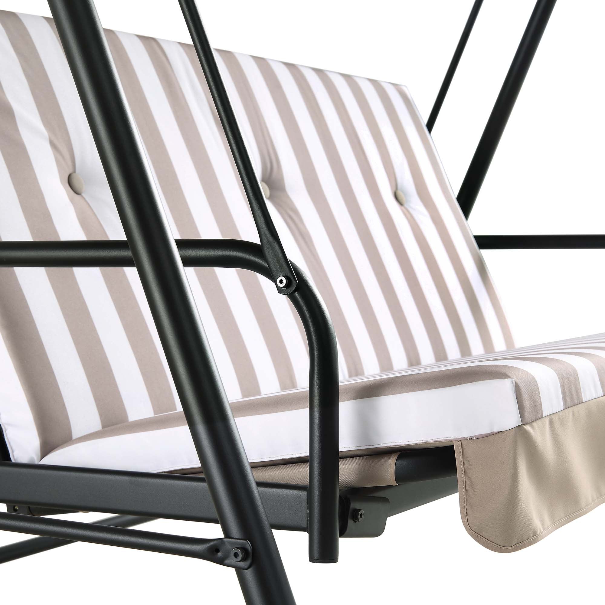 Champneys Outdoor Reclining Swing with Canopy, Taupe Striped