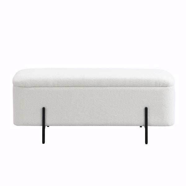 Jed Ecru Boucle 120cm Large Storage Ottoman Bench daals