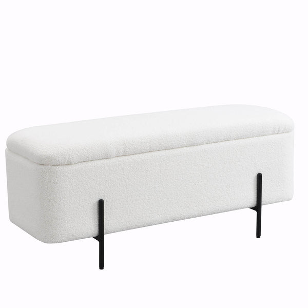 Jed Ecru Boucle 120cm Large Storage Ottoman Bench daals