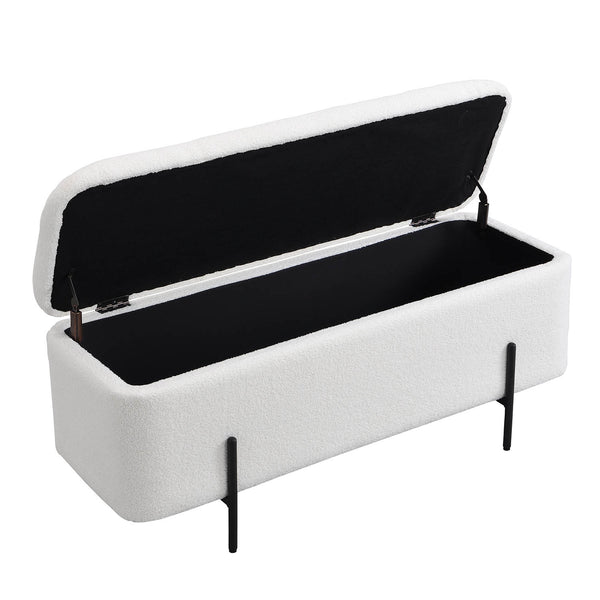 Jed Ecru Boucle 120cm Large Storage Ottoman Bench daals