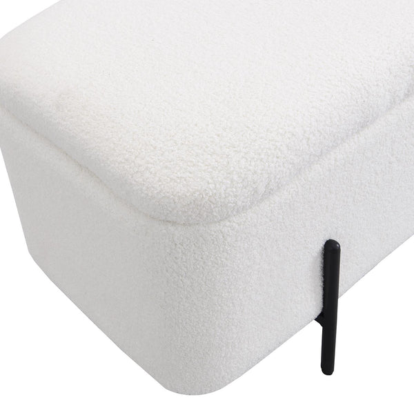 Jed Ecru Boucle 120cm Large Storage Ottoman Bench daals