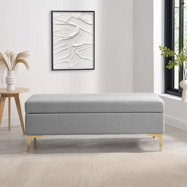 Haven Grey Fabric 120cm Large Storage Ottoman Bench daals