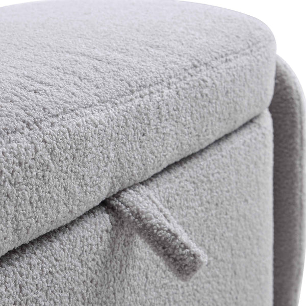 Loha Grey Teddy Boucle 129cm Large Storage Ottoman Bench daals