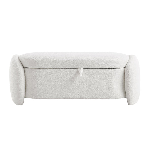 Loha White Teddy Boucle 129cm Large Storage Ottoman Bench daals