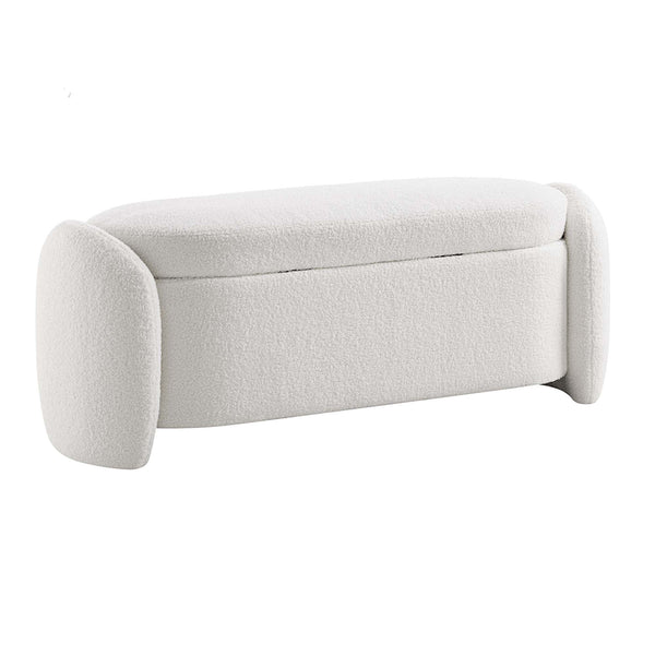 Loha White Teddy Boucle 129cm Large Storage Ottoman Bench daals