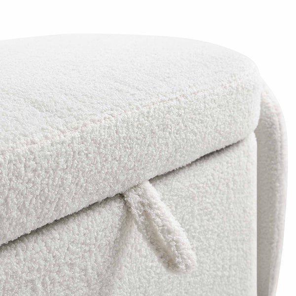 Loha White Teddy Boucle 129cm Large Storage Ottoman Bench daals