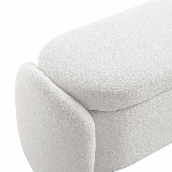 Loha White Teddy Boucle 129cm Large Storage Ottoman Bench daals
