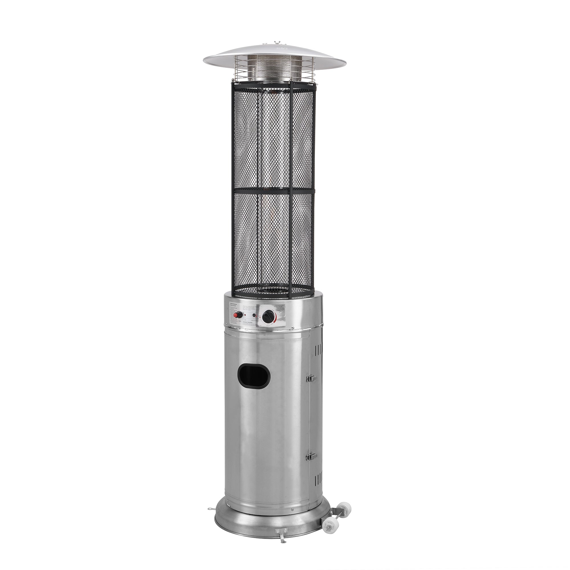 1.8m Tall Freestanding Circle Frame Patio Heater in Silver Stainless Steel 11KW