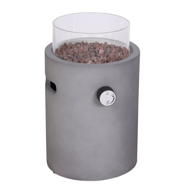 Real Concrete Cylinder Tabletop Fire Pit Lantern 13.6″ (34.5 cm) Tall
