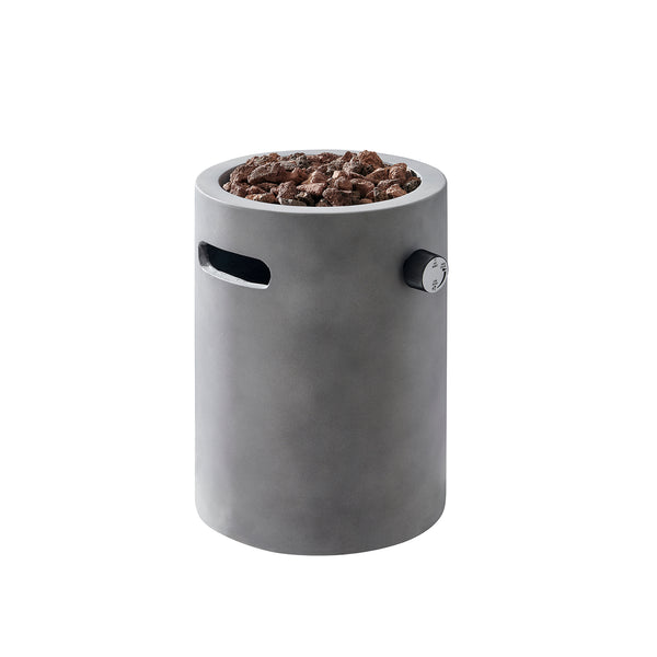 Real Concrete Cylinder Tabletop Fire Pit Lantern 13.6″ (34.5 cm) Tall