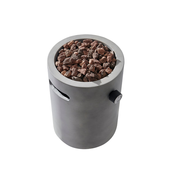 Real Concrete Cylinder Tabletop Fire Pit Lantern 13.6″ (34.5 cm) Tall