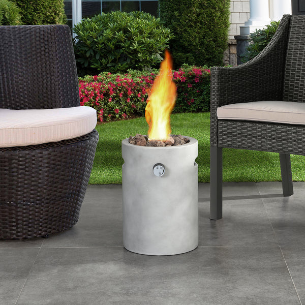 Real Concrete Cylinder Tabletop Fire Pit Lantern 13.6″ (34.5 cm) Tall