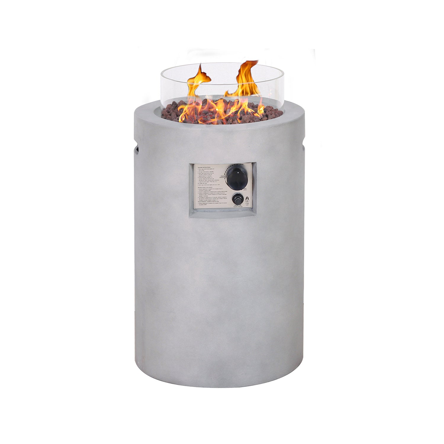 Real Concrete Cylinder 25" (63.5cm) Tall Patio Heater