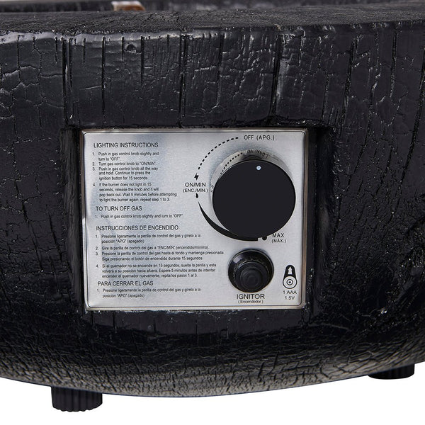 Round Outdoor Charred Wood Effect Concrete Gas Fire Bowl