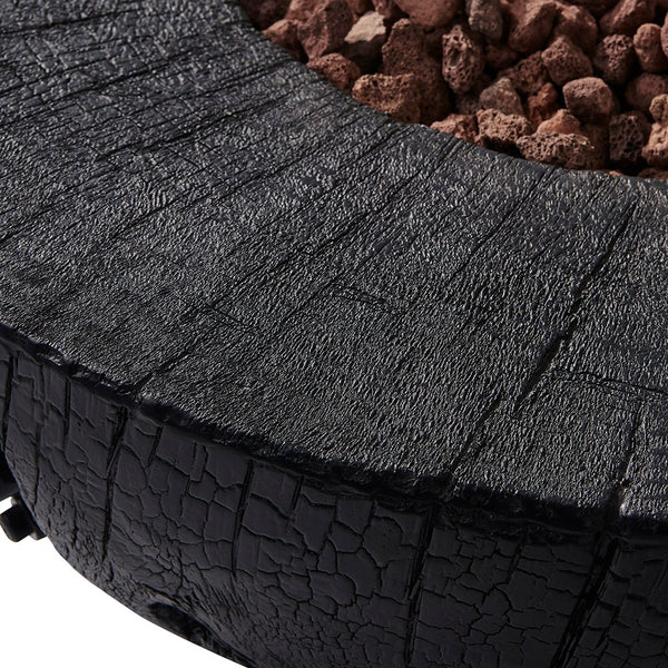 Round Outdoor Charred Wood Effect Concrete Gas Fire Bowl