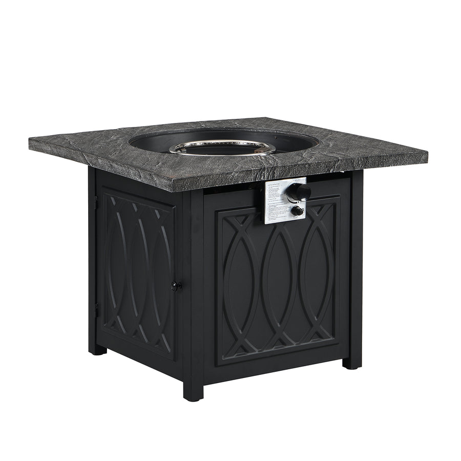 Square Outdoor 32" x 32" 50,000BTUs Real Concrete Gas Firepit Table