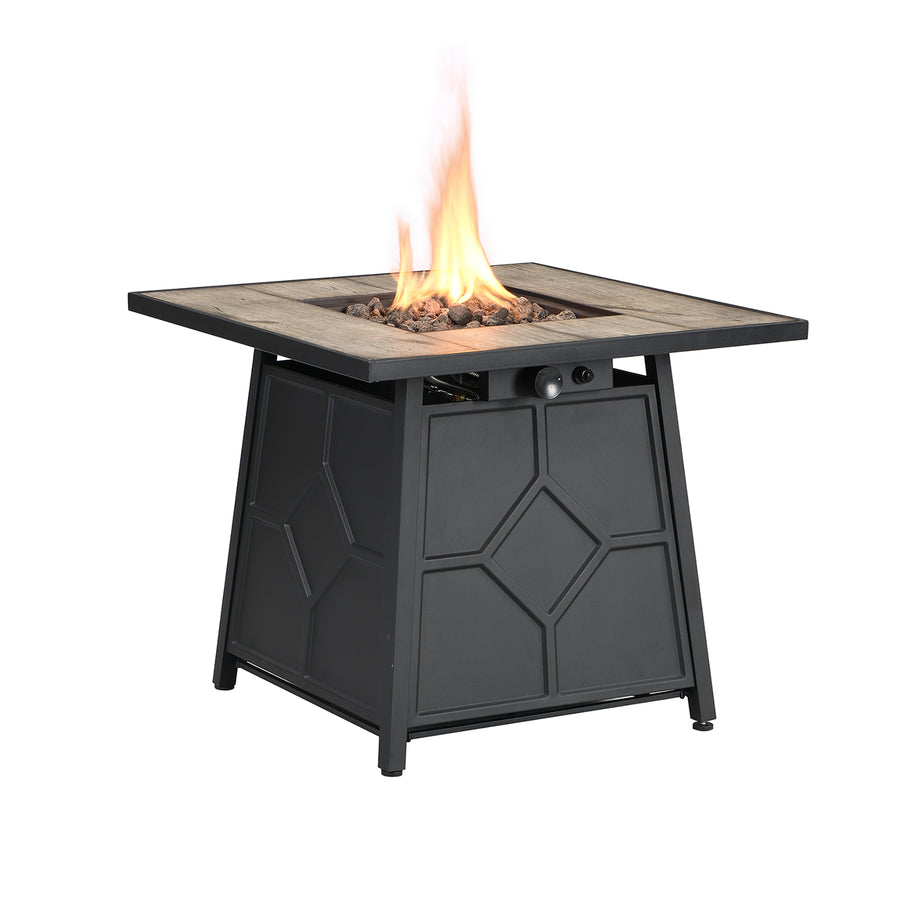 Square Outdoor 30" x 30"  40,000BTUs Real Concrete Fire Pit Table