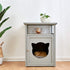 BASTET Wooden Cat Cave Bedside Cabinet Litter Box Cat House Nightstand Grey - daals