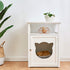 Bastet Wooden Cat Cave Bedside Cabinet Litter Box Cat House Nightstand White - daals