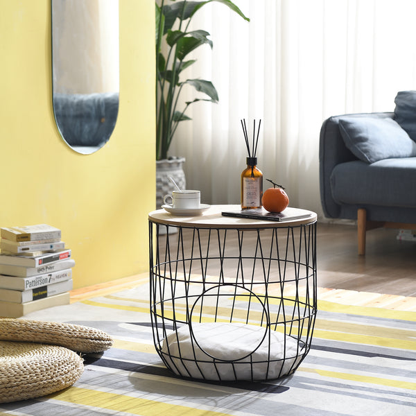 Mau Side Table/Indoor Cat House with Cushion (Black)