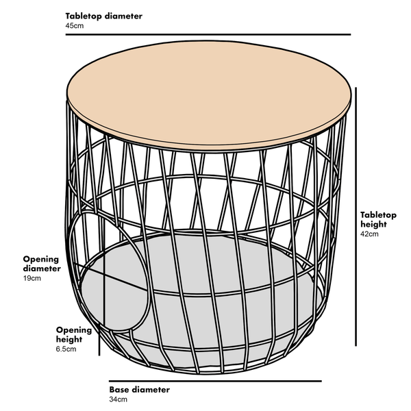 Mau Side Table/Indoor Cat House with Cushion (Black)