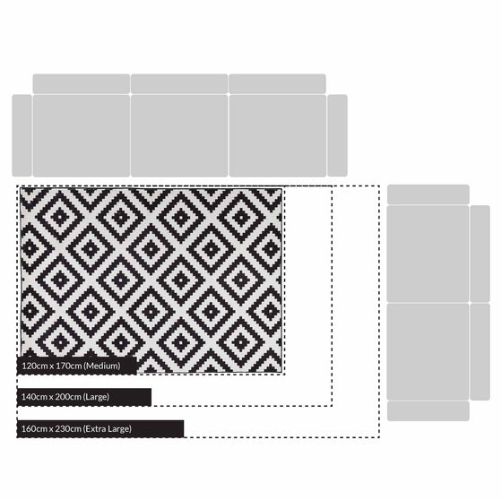 Illusion Monochrome Printed Rug 140 x 200 cm