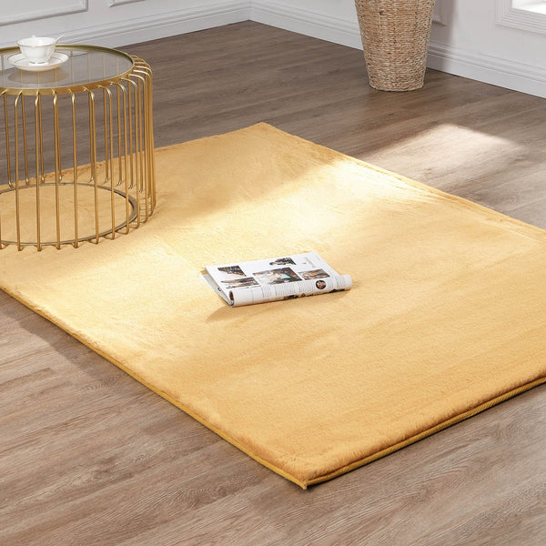 Lush Supersoft Yellow Faux Fur Rug - 120 x 170 cm