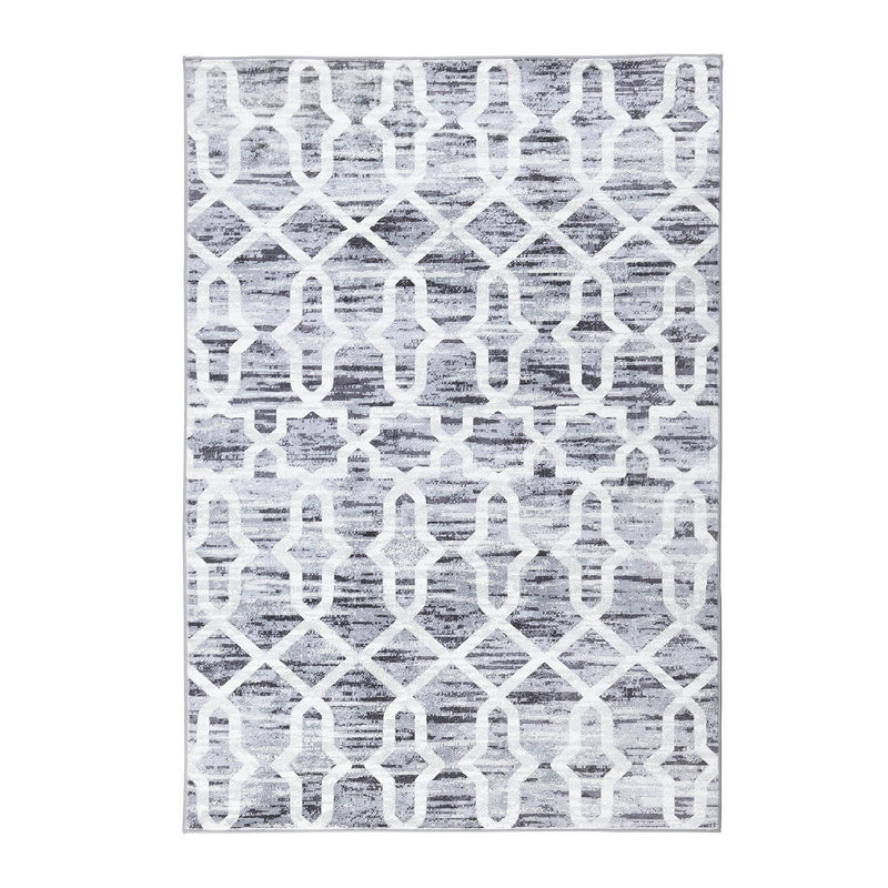 Trellis Grey Distressed Printed Rug 140 x 200 cm