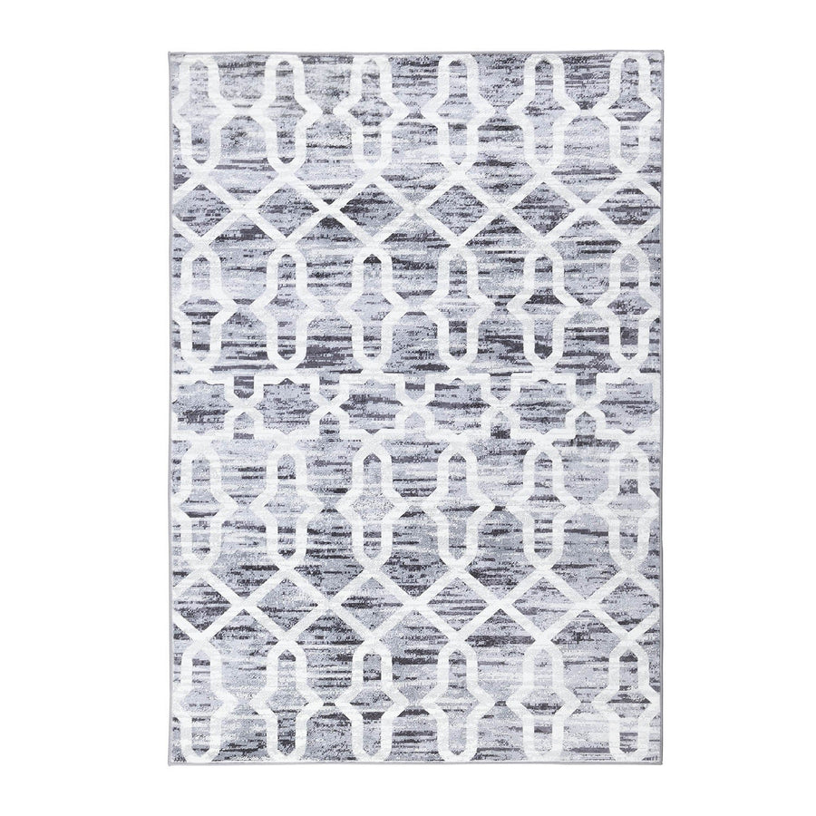 Trellis Grey Distressed Printed Rug 140 x 200 cm